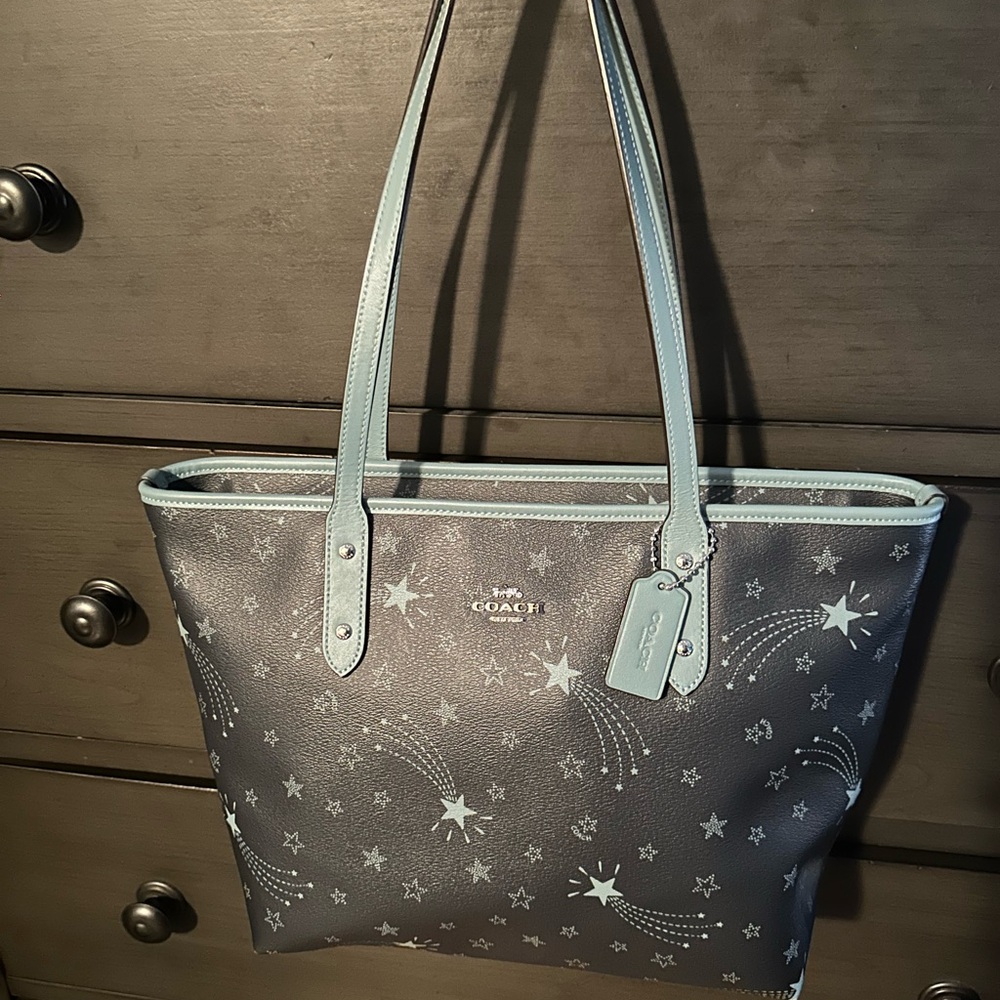 Coach NavyStar-Patterned Tote Bag